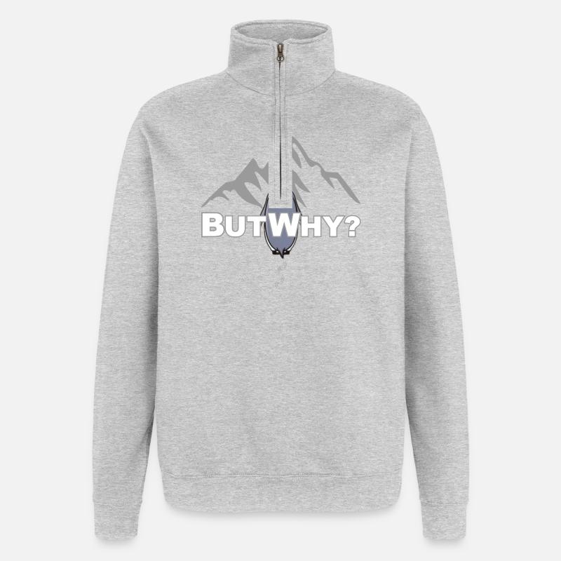 But Why? Pinguin Meme Motivation - Quarter-Zip-Sweatshirt - Grau meliert