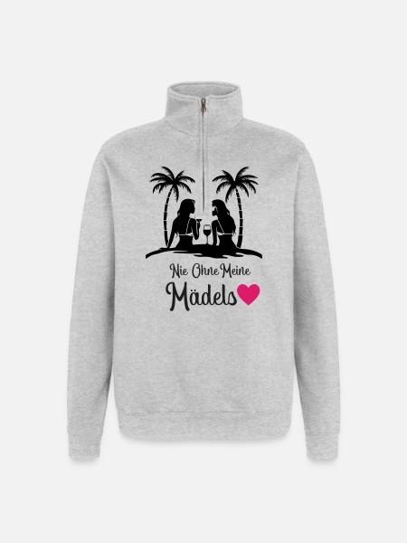 Never without my girls' heart - Quarter-Zip Sweatshirt - heather grey