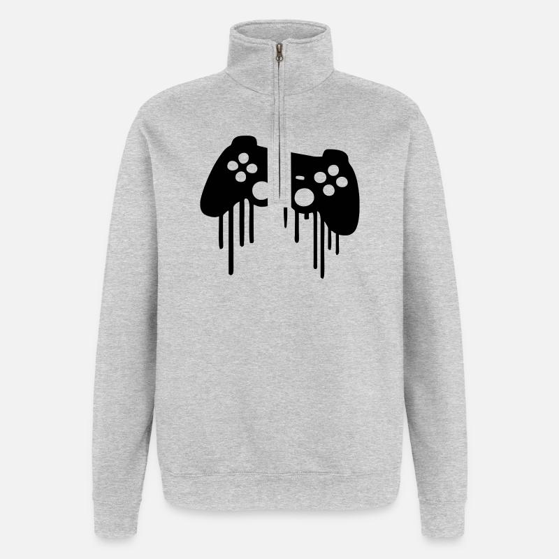 gaming kontroller - Quarter-Zip-Sweatshirt - Grau meliert