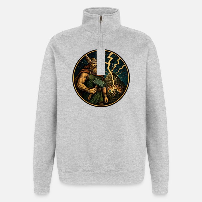 Thor avec un marteau - Sweat à zip 1/4 - gris chiné