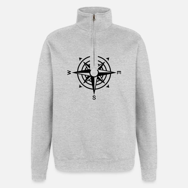 Compass Wind Rose Navigation - Quarter-Zip Sweatshirt - heather grey