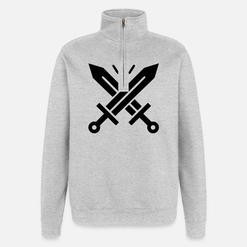 Blason des Épées Croisées - Sweat à zip 1/4 - gris chiné