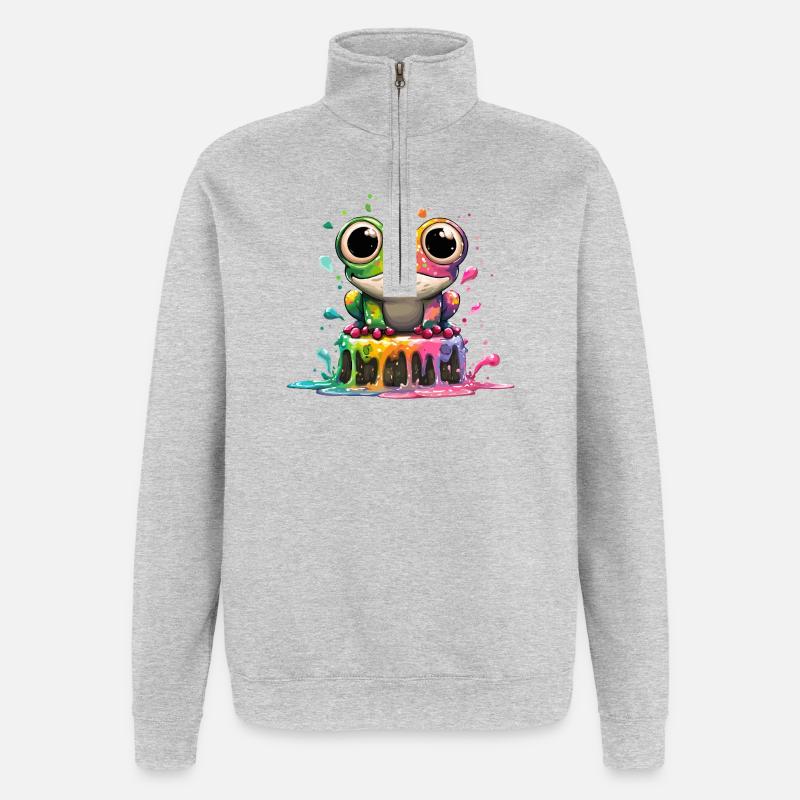 Rainbow Frog Kitchen Magic - Quarter-Zip Sweatshirt - heather grey