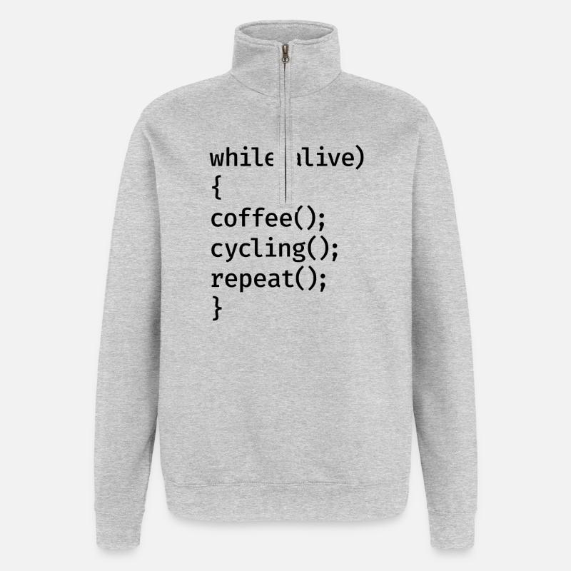 Coding Cycling - Quarter-Zip-Sweatshirt - Grau meliert