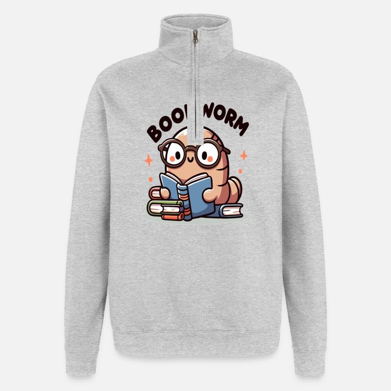 Spectacle bookworm while reading - Quarter-Zip Sweatshirt - heather grey