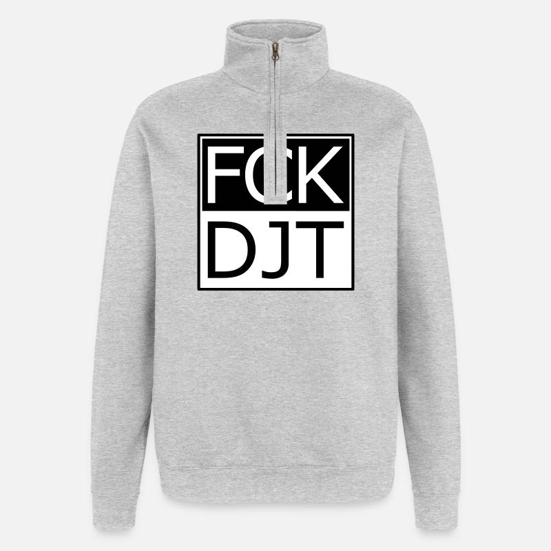 Provokante Blocktypografie Protest - Quarter-Zip-Sweatshirt - Grau meliert