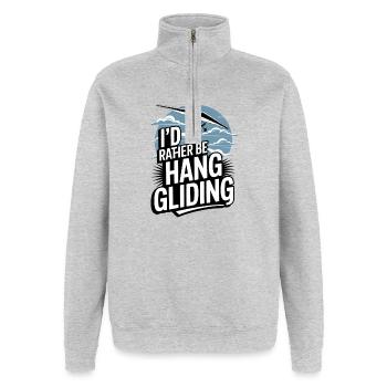 Drachenflieger Hängegleiter Luftsport Enthusiasten - Quarter-Zip-Sweatshirt - Grau meliert - Vorne - AI Model Female 172 light (172cm) & AI Model Male 178 dark (178cm)