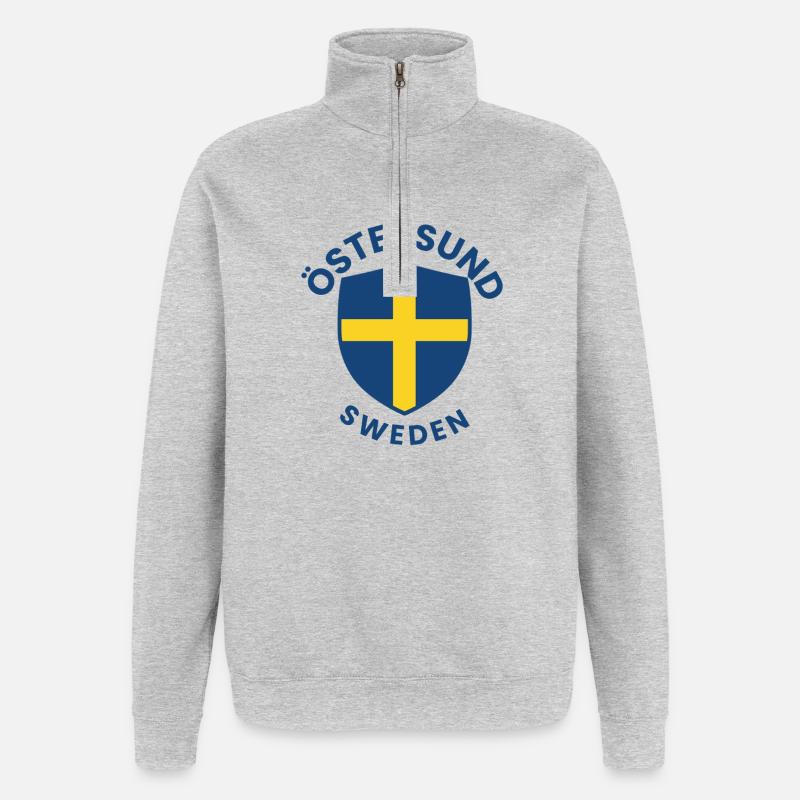 Bouclier d’Östersund, Suède Motif - Sweat à zip 1/4 - gris chiné