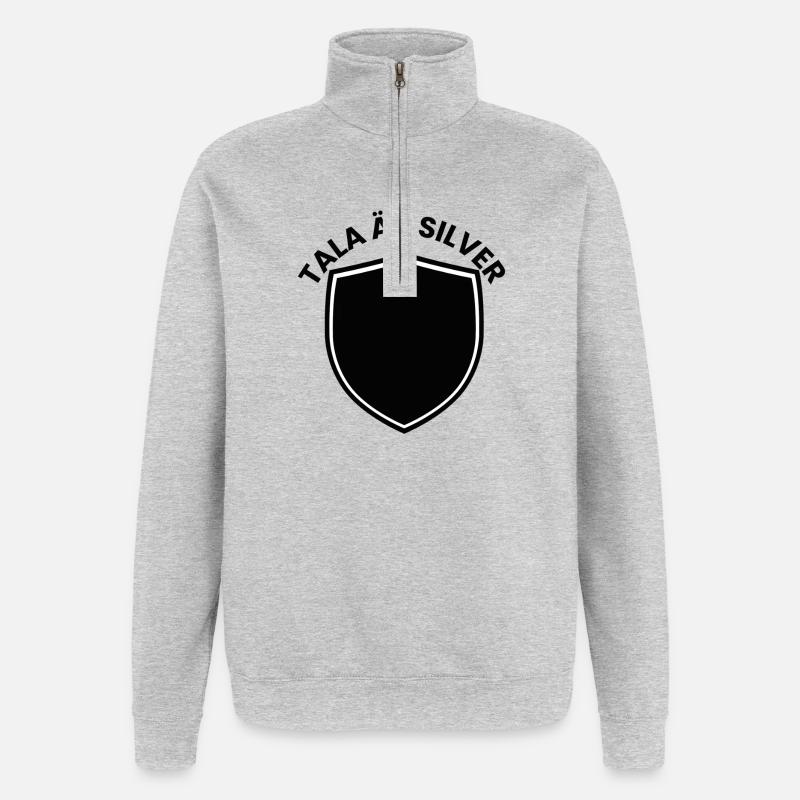 Bouclier d’argent avec thème d’année - Sweat à zip 1/4 - gris chiné