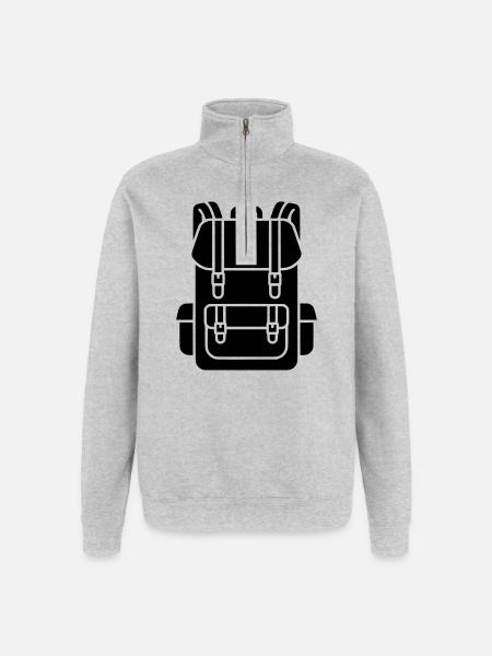 Hiking Backpack Trekking Gear - Quarter-Zip Sweatshirt - heather grey