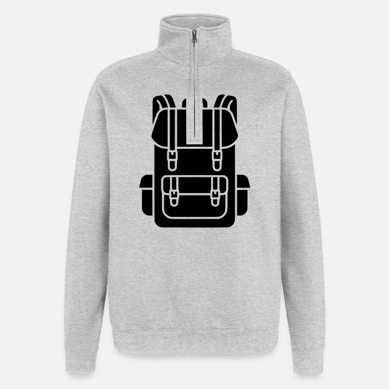 Hiking Backpack Trekking Gear - Quarter-Zip Sweatshirt - heather grey