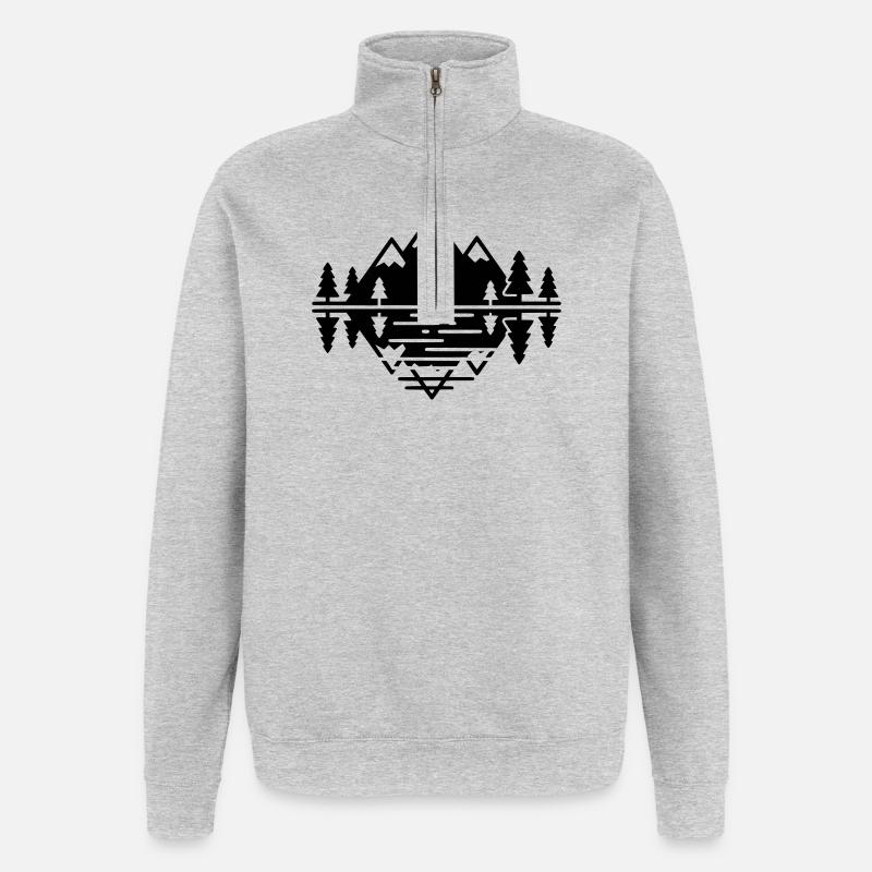 Berge Landschaft Geometrisch - Quarter-Zip-Sweatshirt - Grau meliert
