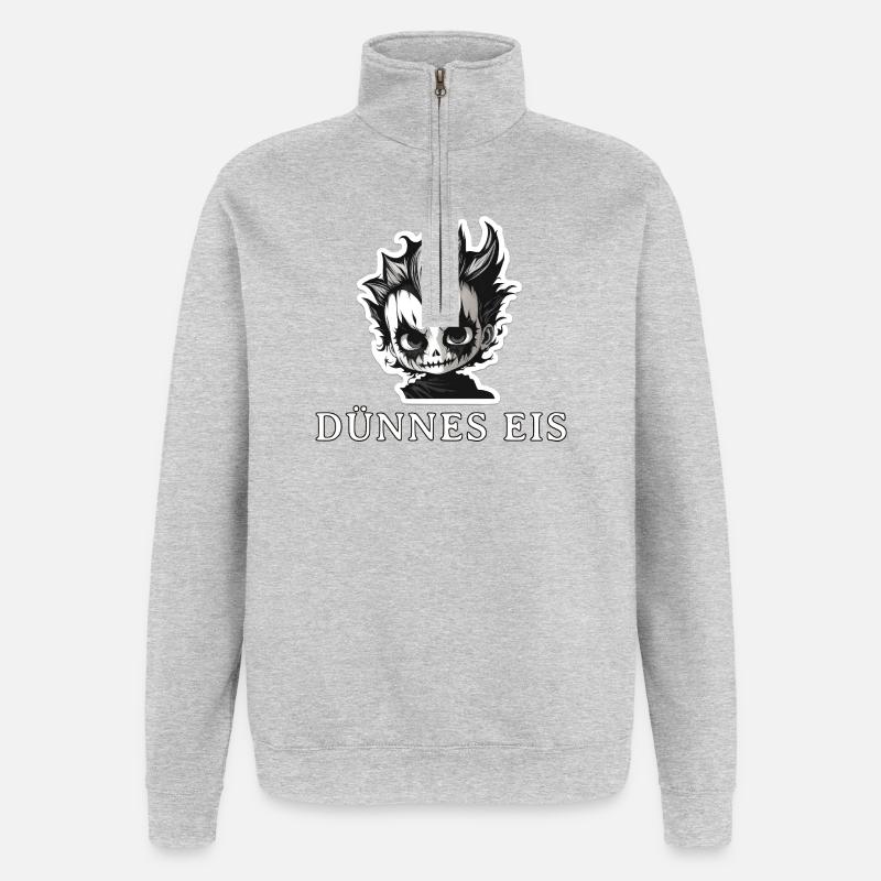 Glace fine, mauvais caractère - Sweat à zip 1/4 - gris chiné
