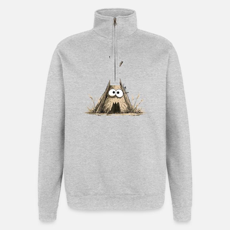 Funny teepee tent with eyes - Quarter-Zip Sweatshirt - heather grey
