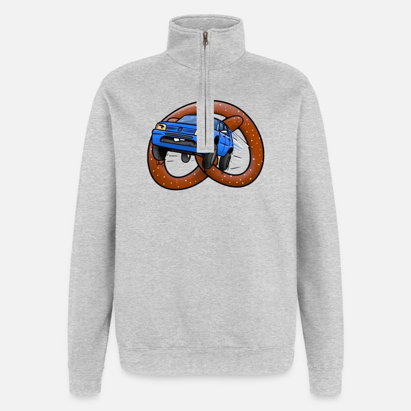 Brezeln auf Rädern - Quarter-Zip-Sweatshirt - Grau meliert