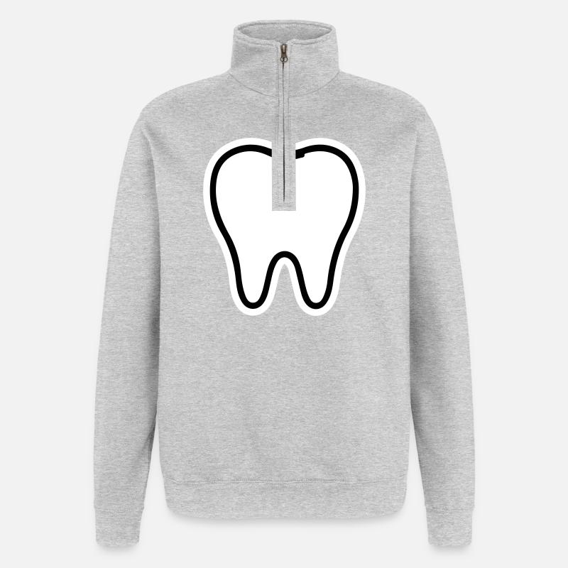 Symbole de la dent - Sweat à zip 1/4 - gris chiné