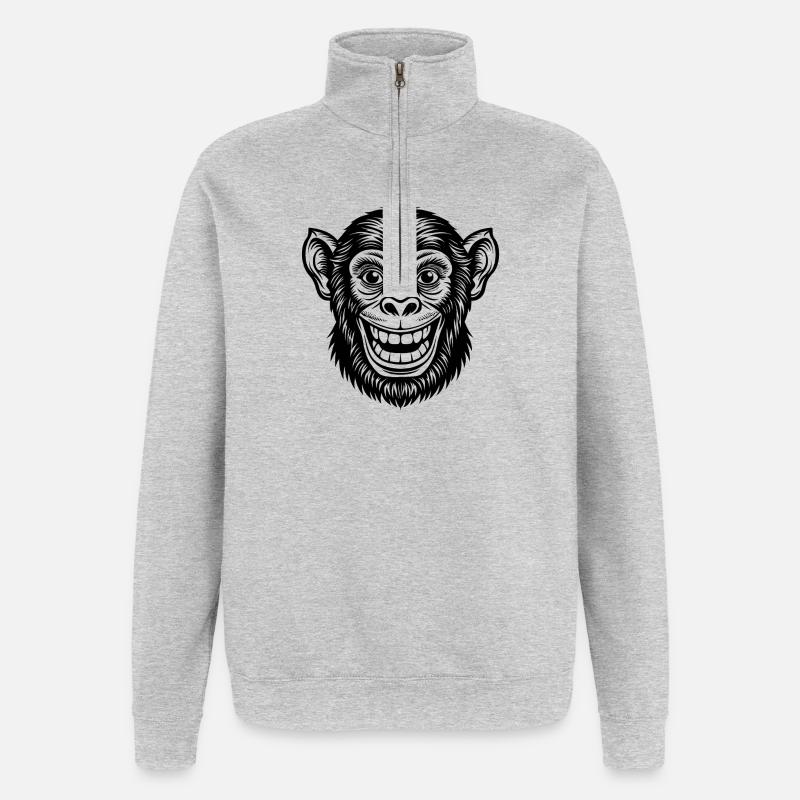 Monkey head - Quarter-Zip Sweatshirt - heather grey