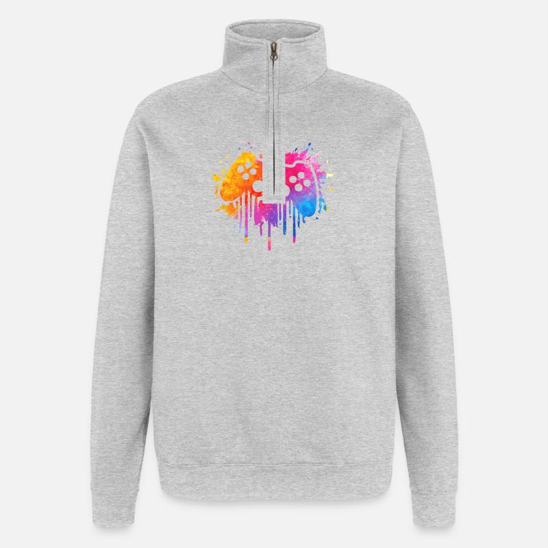 Jeu - Sweat à zip 1/4 - gris chiné