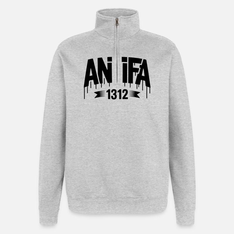Antifa 1312 - Antifa Tee - Sweat à zip 1/4 - gris chiné
