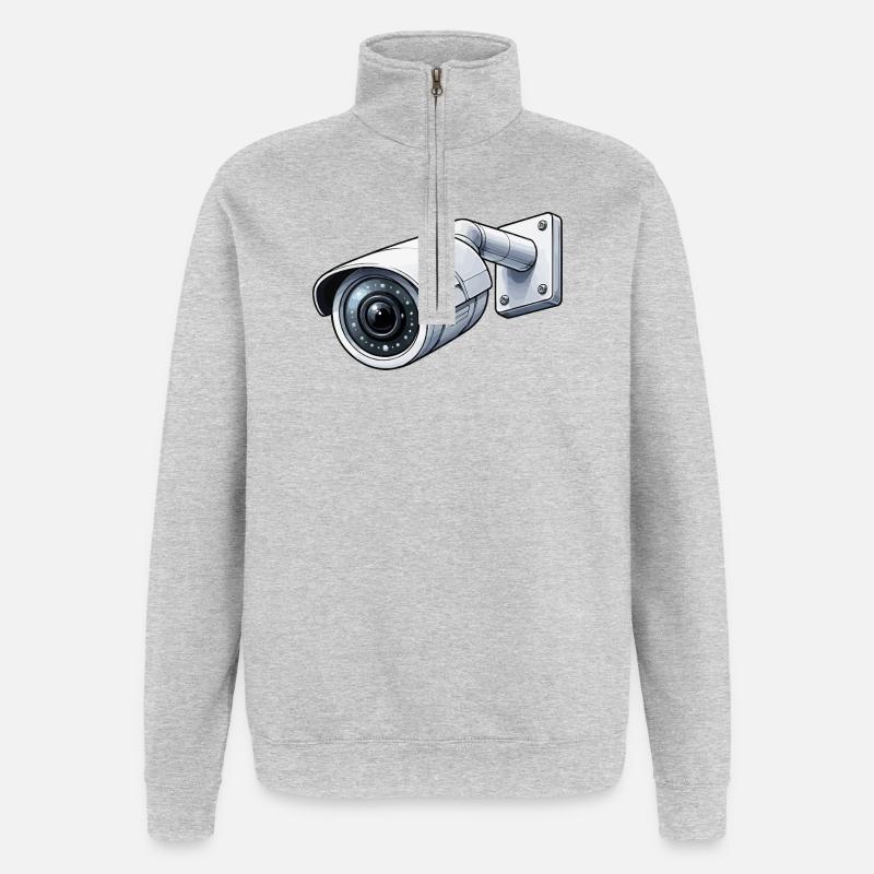 Security Camera Surveillance Camera - Quarter-Zip Sweatshirt - heather grey