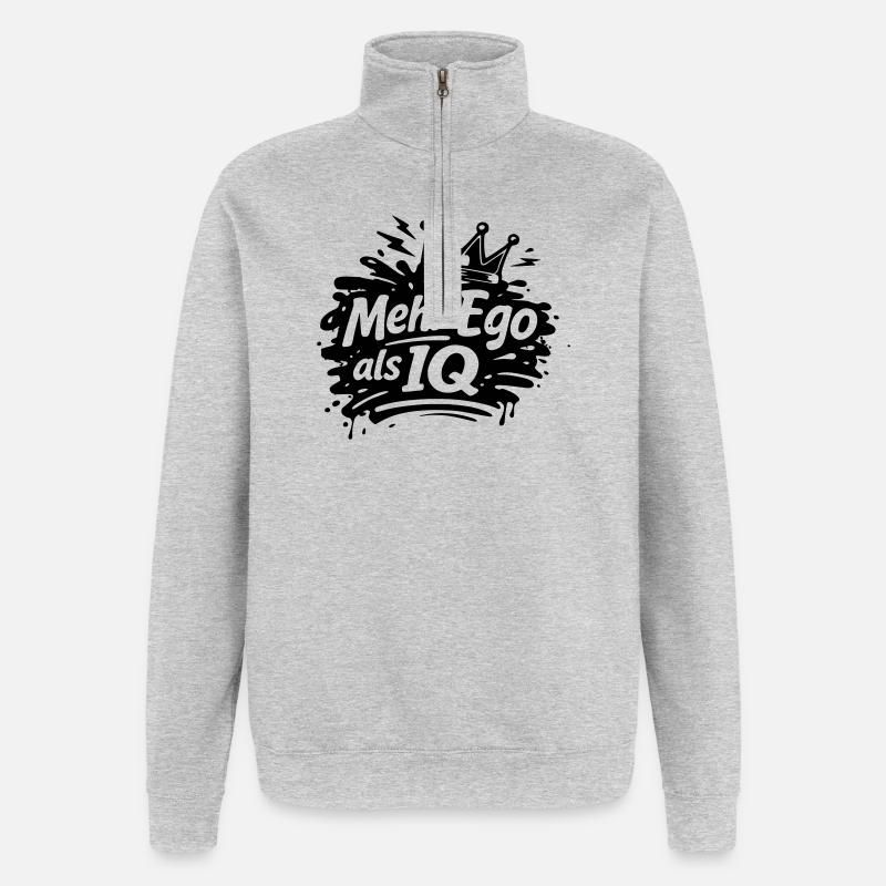 Plus d’ego que de QI - Sweat à zip 1/4 - gris chiné