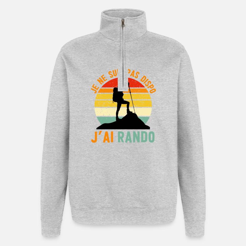 Rando Attitude: Pas dispo, j'ai rando - Sweat à zip 1/4 - gris chiné