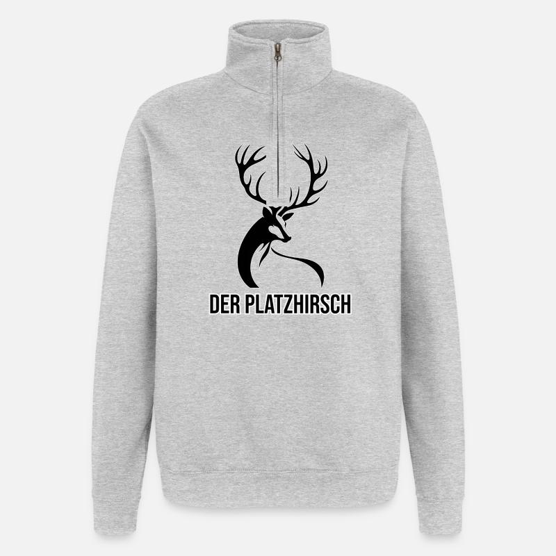 Der Platzhirsch – Powerful Hirsch Design - Quarter-Zip Sweatshirt - heather grey