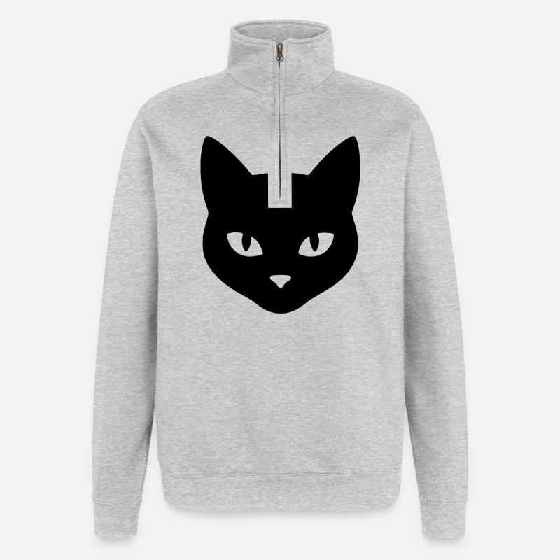 Tête_de_chat - Quarter-Zip Sweatshirt - heather grey
