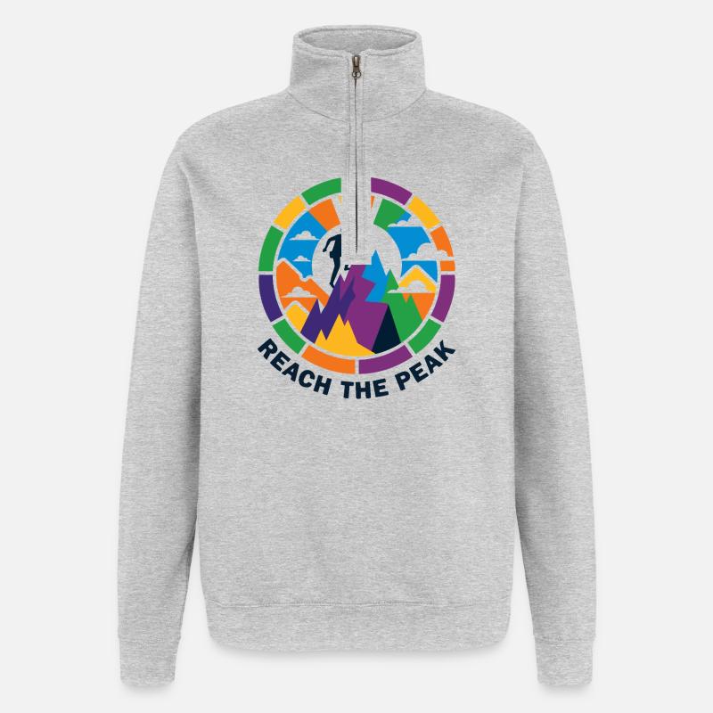 buntes Gipfelsturm Bergsteiger Kletterer Gipfel - Quarter-Zip-Sweatshirt - Grau meliert