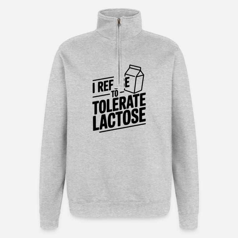 Je refuse de tolérer le lactose - Sweat à zip 1/4 - gris chiné