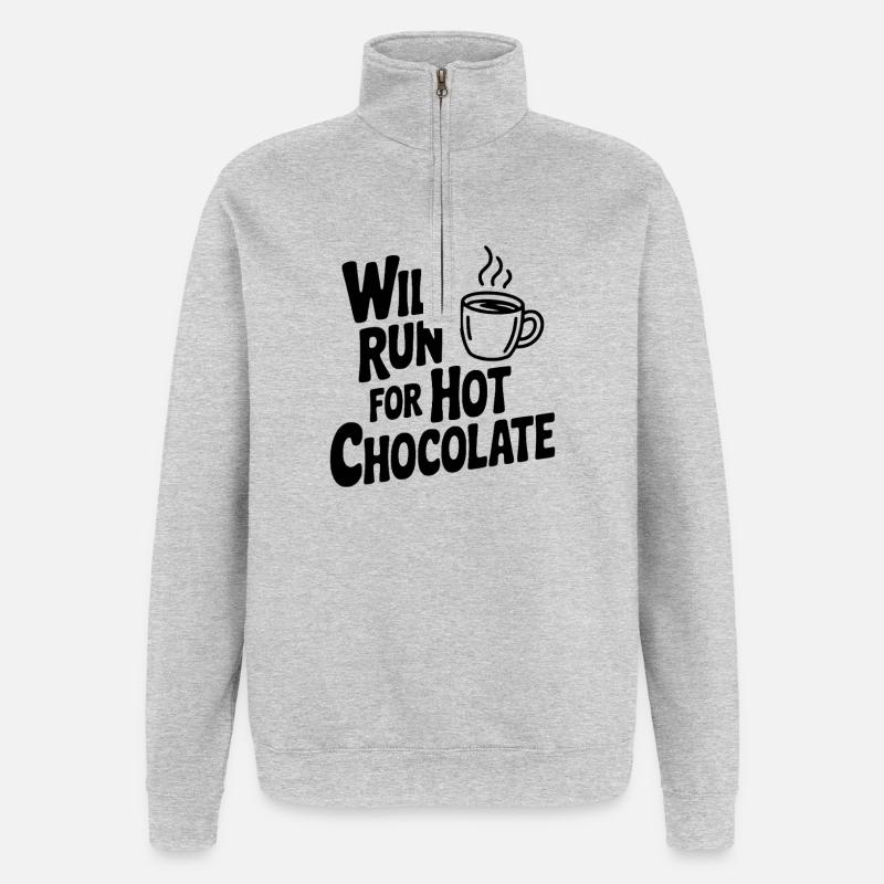 Will Run for Hot Chocolate - Quarter-Zip Sweatshirt - heather grey