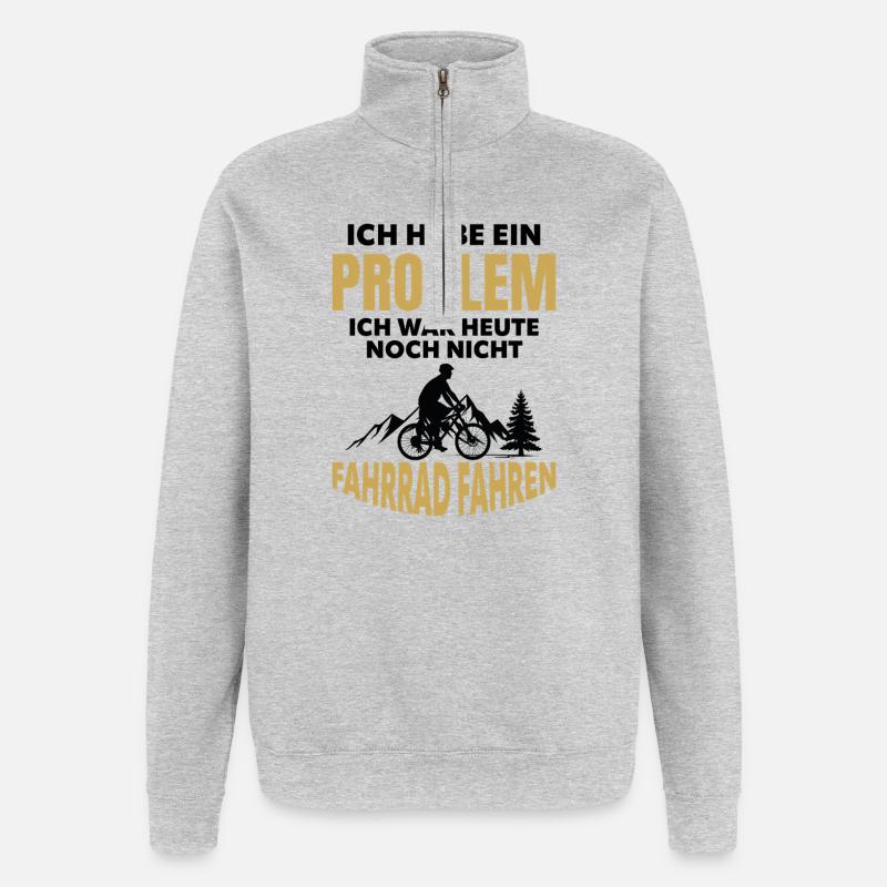 Problem Cycling Mountain Ride - Quarter-Zip Sweatshirt - heather grey