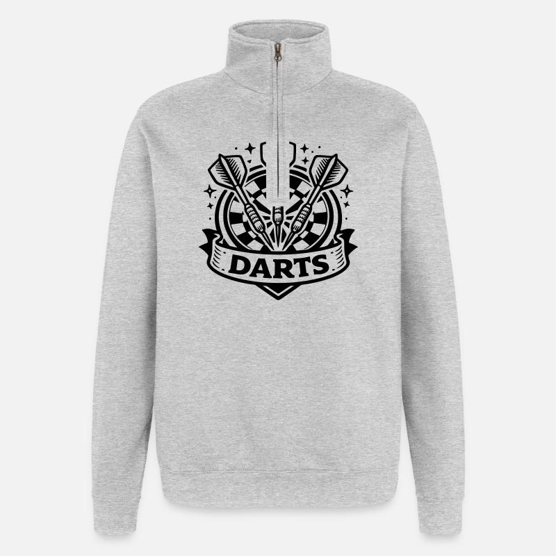 Darts Sport Dartscheibe - Quarter-Zip-Sweatshirt - Grau meliert
