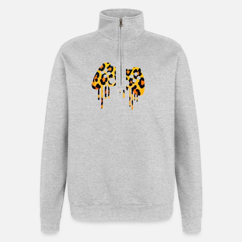 Jeu à imprimé léopard - Sweat à zip 1/4 - gris chiné