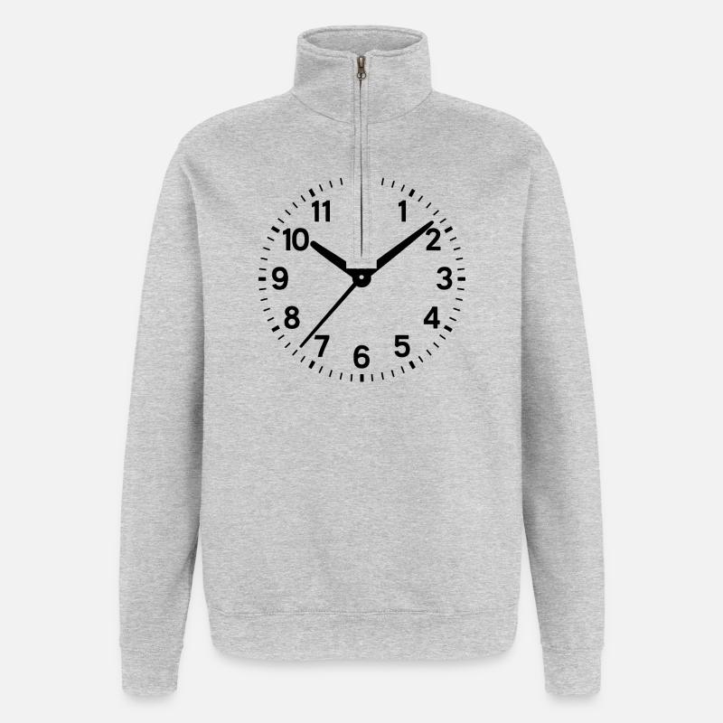 Clock Analog Dial Digits Time - Quarter-Zip Sweatshirt - heather grey