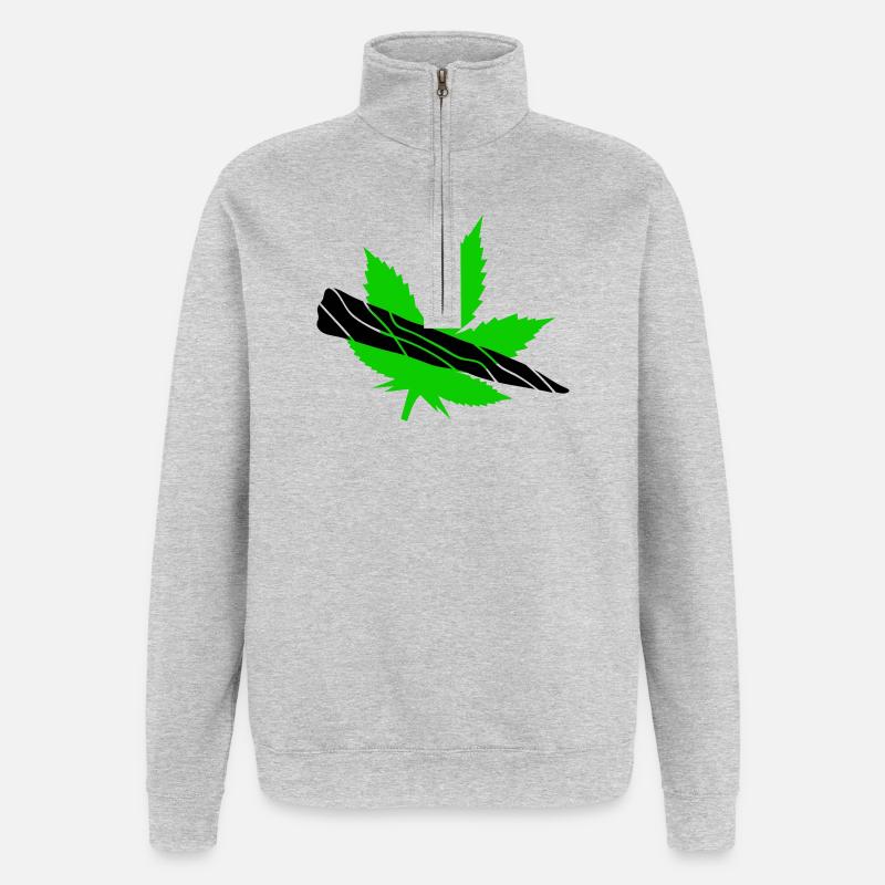 Silhouette de feuilles vertes - Sweat à zip 1/4 - gris chiné