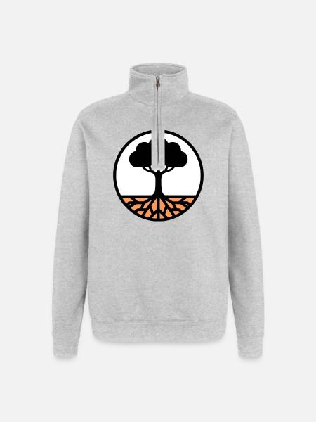 Tree of Life Circle Icon - Quarter-Zip Sweatshirt - heather grey