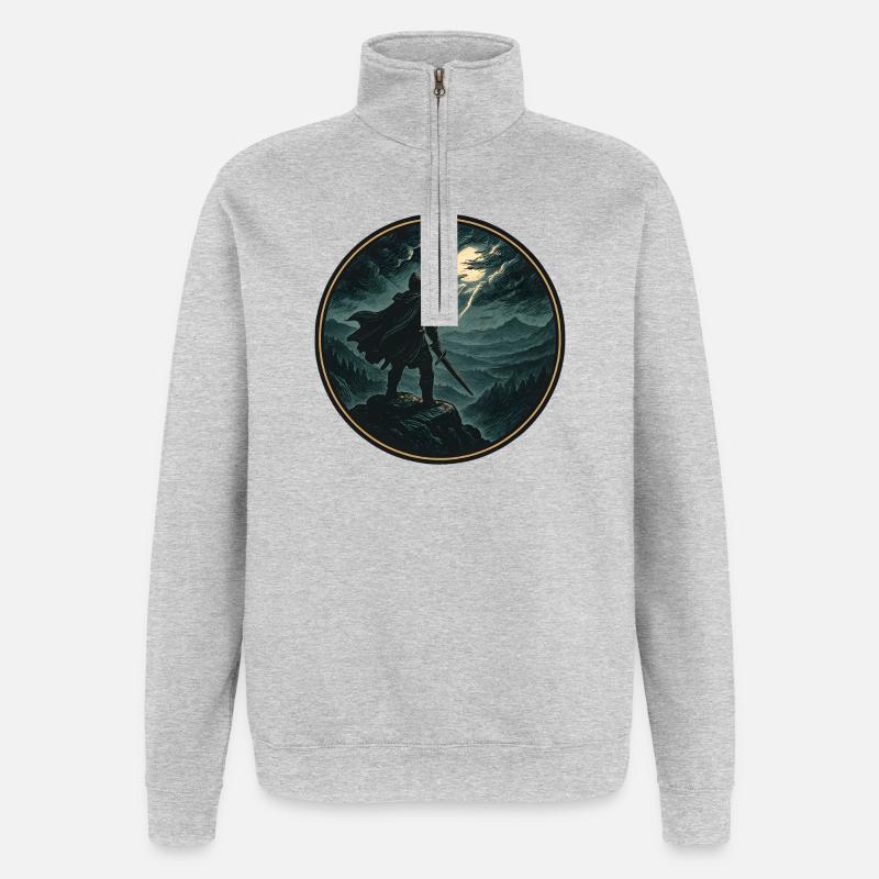 Chevalier de la Lune dans l’Abîme - Sweat à zip 1/4 - gris chiné