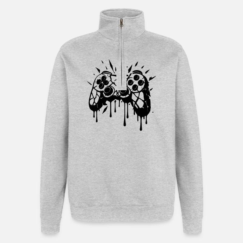 Broken controller - Quarter-Zip Sweatshirt - heather grey