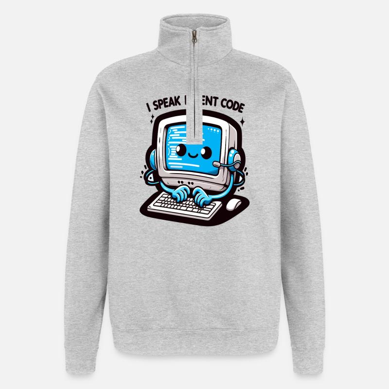 I Speak Fluent Code Retro Computer - Quarter-Zip Sweatshirt - heather grey