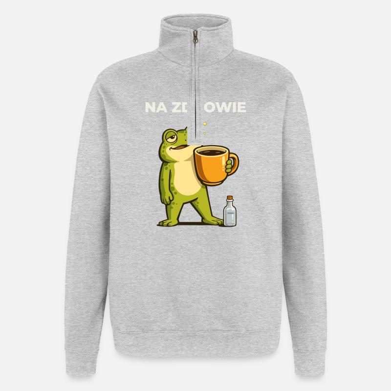 Frog Na zdrowie Café & Vodka Humour - Sweat à zip 1/4 - gris chiné
