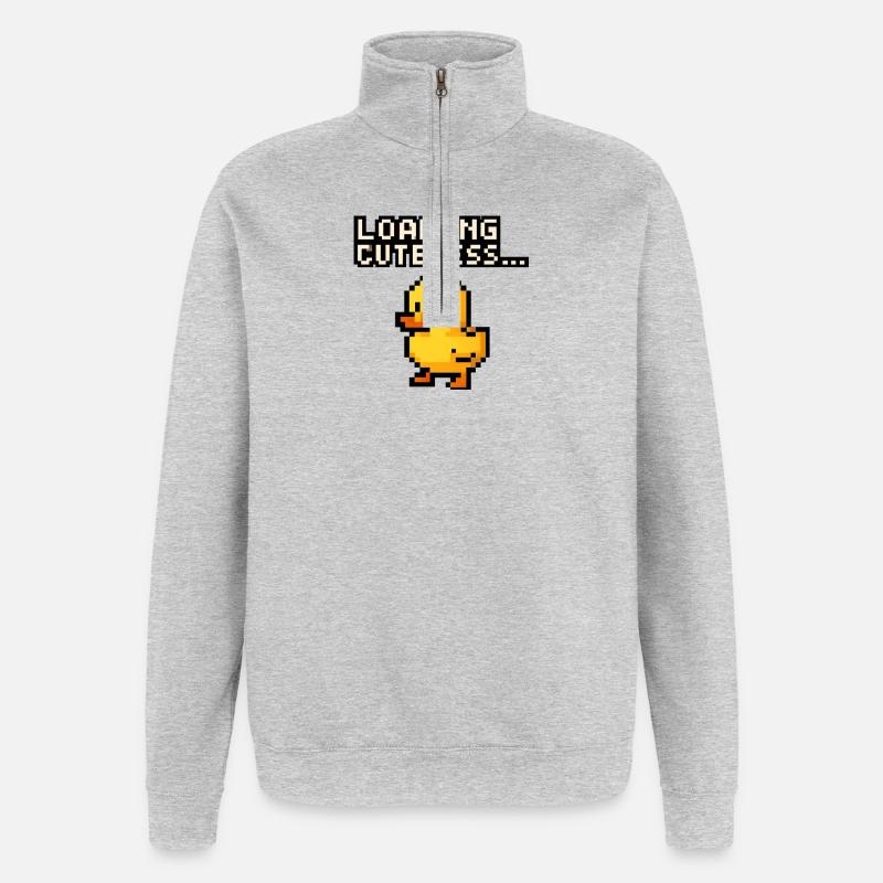 pixel Ente loading cuteness - Quarter-Zip-Sweatshirt - Grau meliert