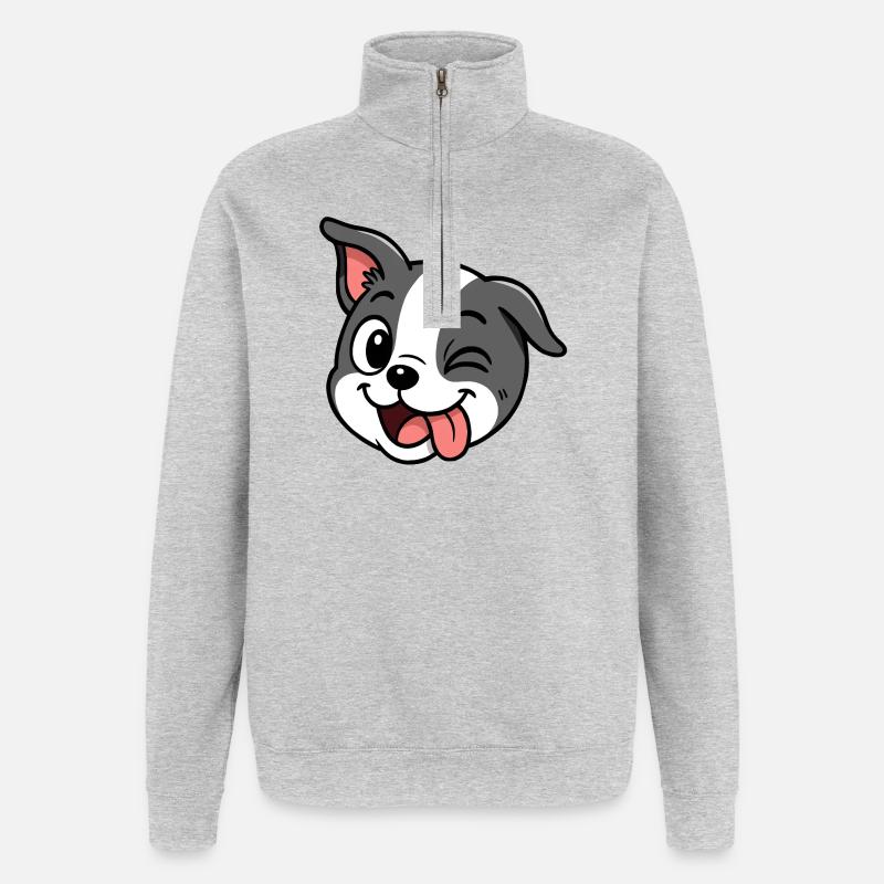 Boston - Espiègle - Sweat à zip 1/4 - gris chiné