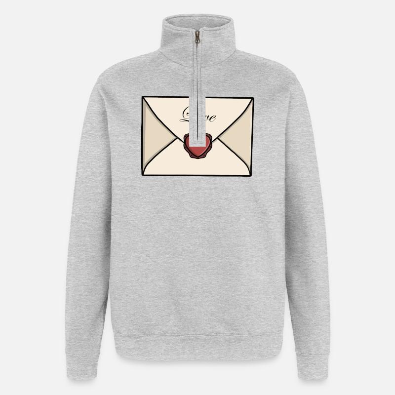 Enveloppe mignonne de lettre d’amour - Sweat à zip 1/4 - gris chiné