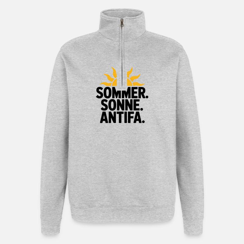 Sommer Sonne Antifa - T-shirt antifasciste - Sweat à zip 1/4 - gris chiné