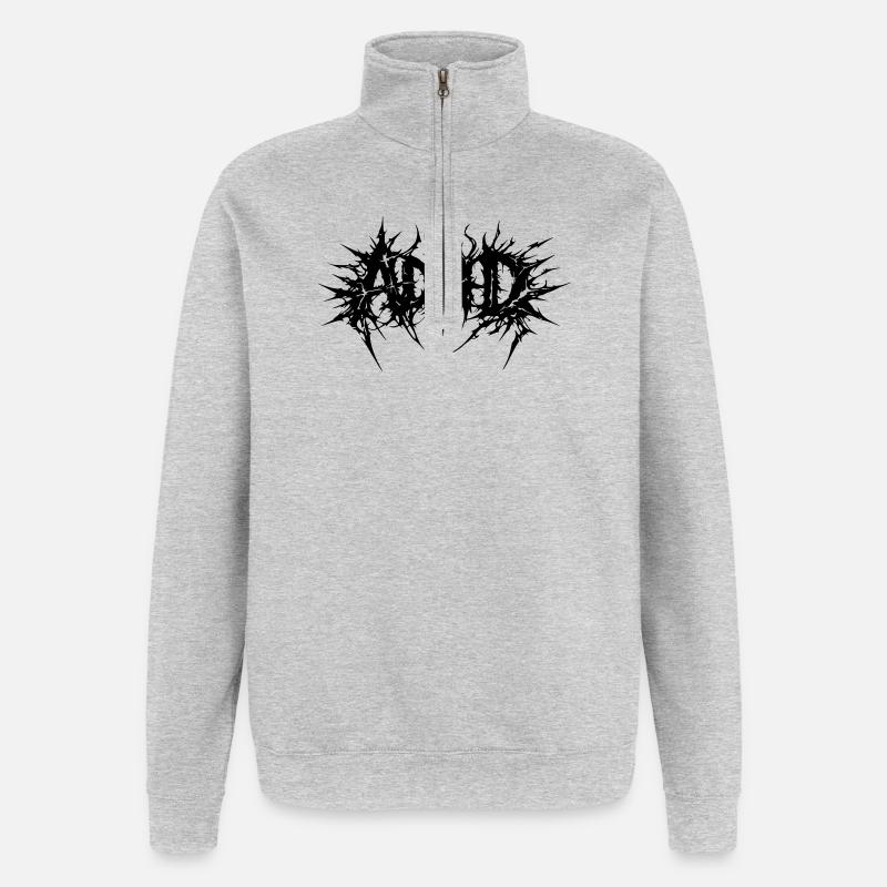 adhd_kaos - Sweat à zip 1/4 - gris chiné