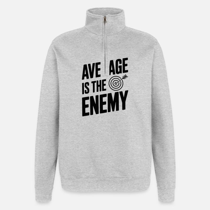 La moyenne, c’est l’ennemi - Sweat à zip 1/4 - gris chiné