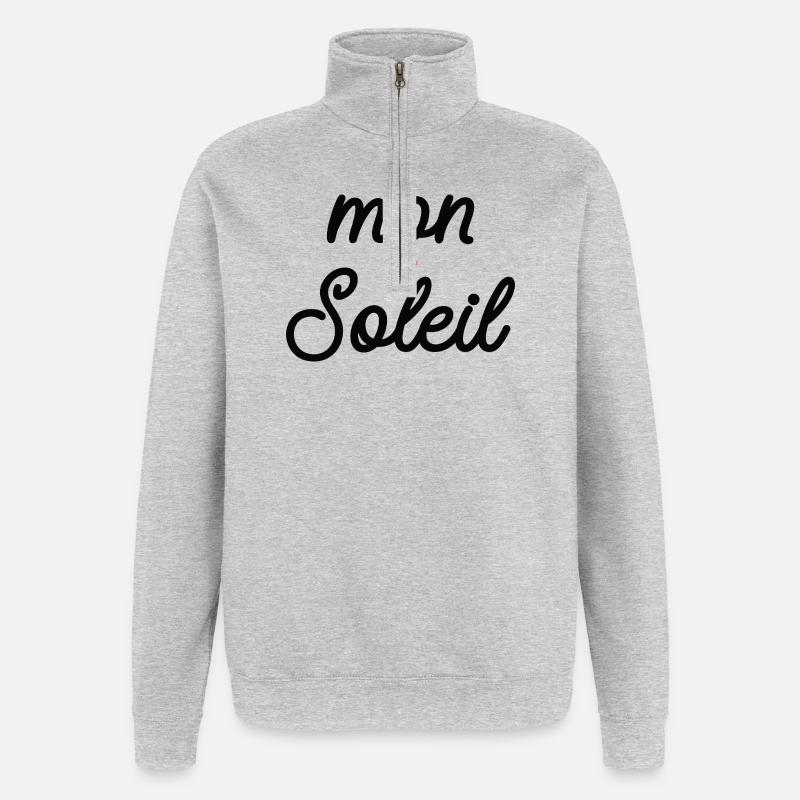 Mein Sonnenherz im Skript - Quarter-Zip-Sweatshirt - Grau meliert