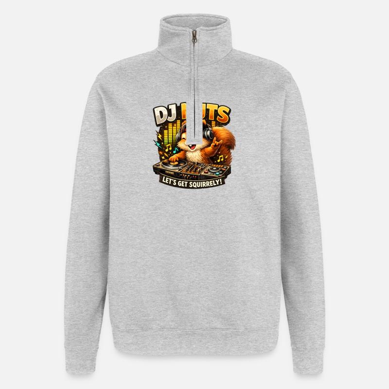 Eichhörnchen DJ Nuts süßes Squirrel lustig - Quarter-Zip-Sweatshirt - Grau meliert