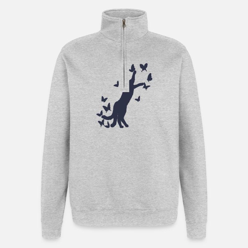 nekomata, schmetterlinge - Quarter-Zip-Sweatshirt - Grau meliert